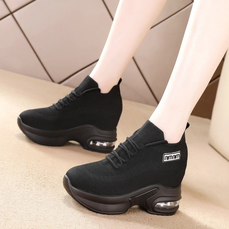 Super Thick Sole High Elevated Sneakers 2025 Summer New Breathable Mesh Women's Comfortable Shoes Casual Shoes for Women
