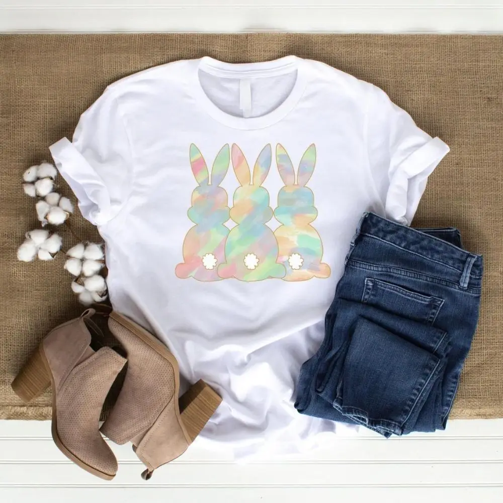 

Easter 2024 Tee Coquette Easter Bunny Shirt Watercolor Rainbow Design Perfect for T-Shirt Sweatshirt Gift for Mom Teachers Tops