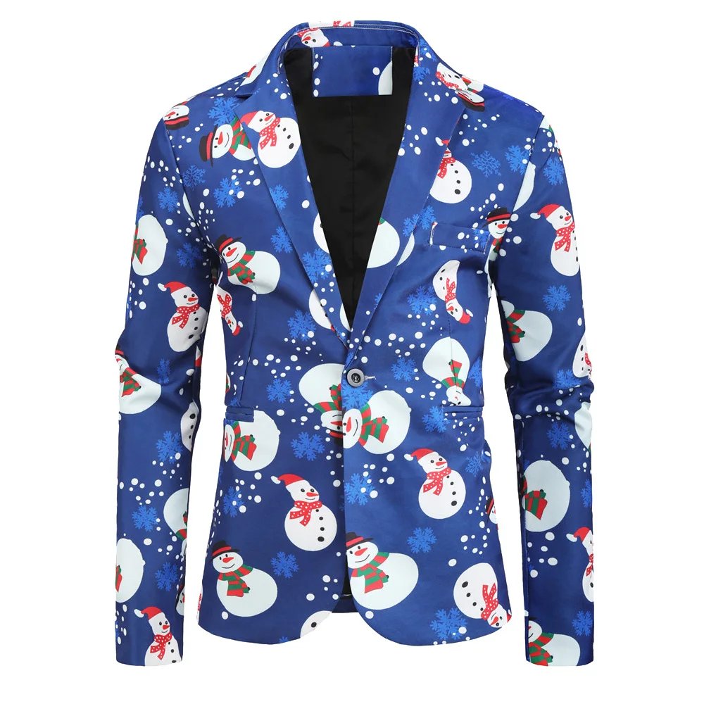 thumbnail image 1 of Chaqueta blazer navideña para hombre, estampada, de moda, de manga larga, talla grande, para fiesta de noche de Navidad, blazer, abrigo, disfraz, 1 of 5
