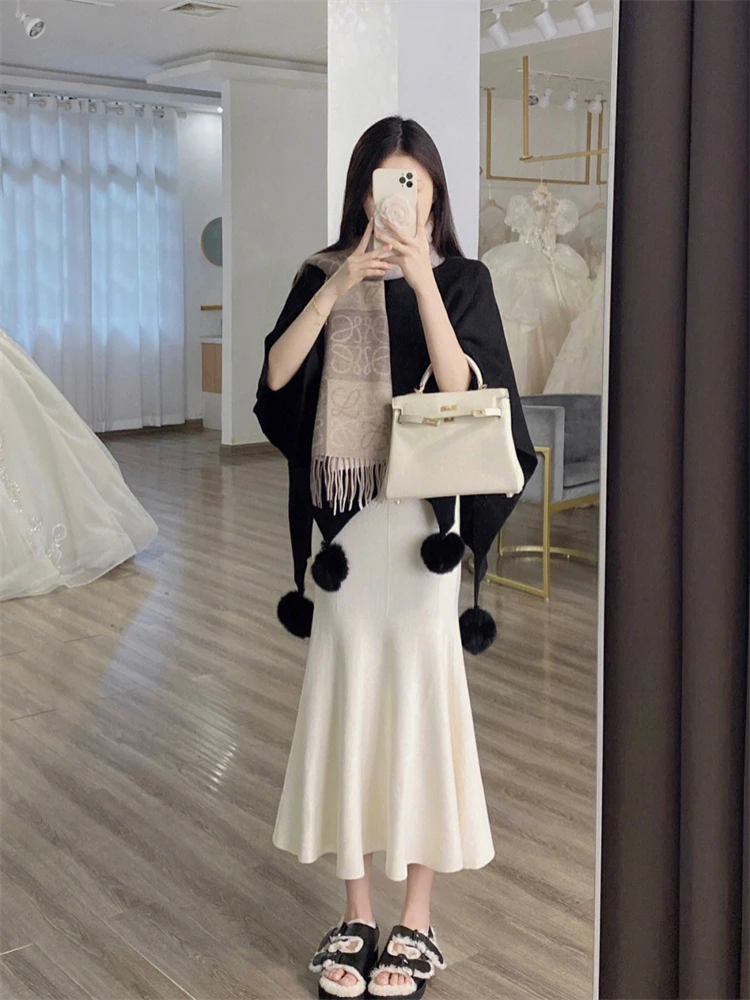 

Women Sweater Winter Skirts Elegnat Knitted Female Sweaters Vintage Womens Skirt High Waist Autumn Vintage Vestidos Skirt