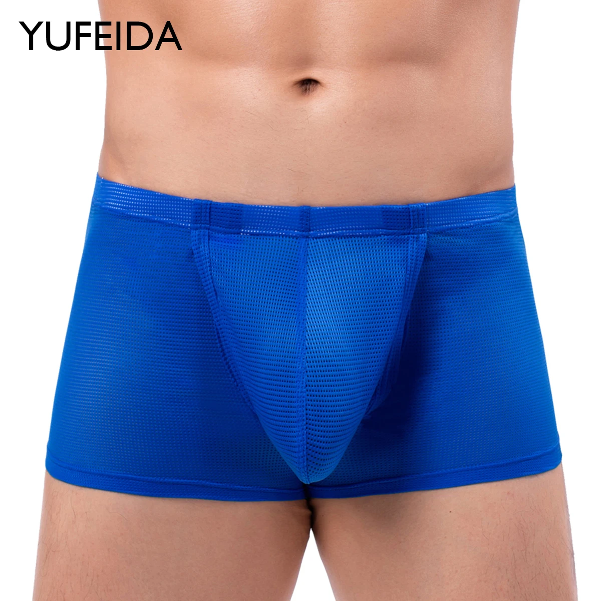 

YUFEIDA 1/4/8pcs Men's Low Rise Mesh Breathable Boxer Shorts Sexy Transparent Mesh Sheer Male U-convex Pouch Underwear Lingeries