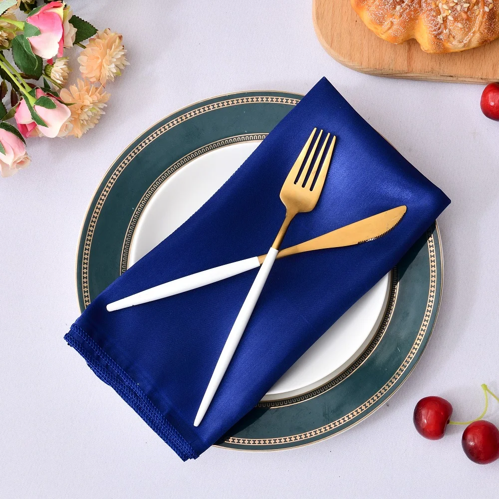 12pcs Hemstitched Square Napkins 30x30cm Satin Cocktail Napkin for Party Wedding Table Cloth Soft Kitchen Dinner Napkins