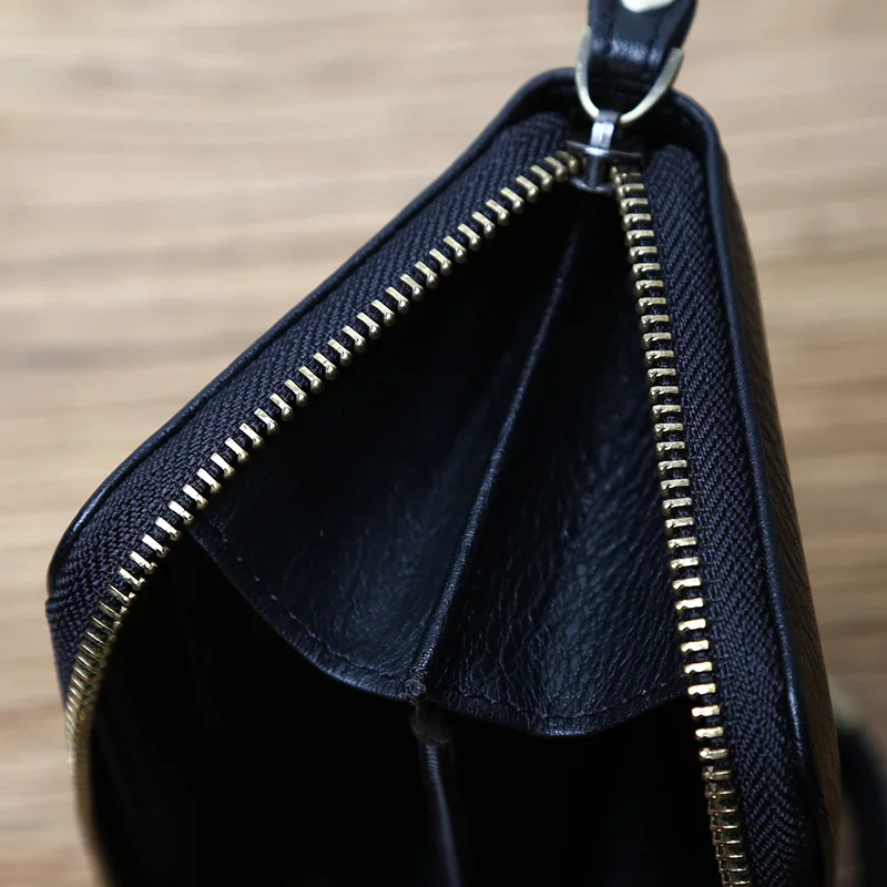 NZPJ Leather Long Wallet Natural Cowhide Clutch Bag Large Capacity Bank Card Bag Multi Function Wallet Casual Mobile Bag