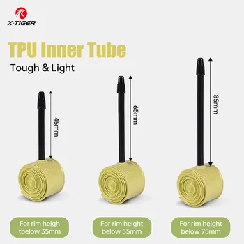 Camera d'Aria per Bicicletta X-TIGER in TPU 700c x 23-32c, Leggera per Bici da Strada con Valvola Presta 45/65/85mm, Camera d'Aria Resistente