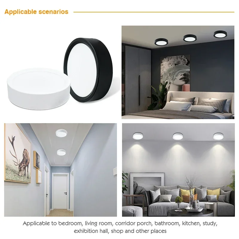 LED downlight AC 220V 9W 12W 15W 18W Round Surface Mount Spot Light Thick Aluminum Lighting Bedroom Kitchen Indoor