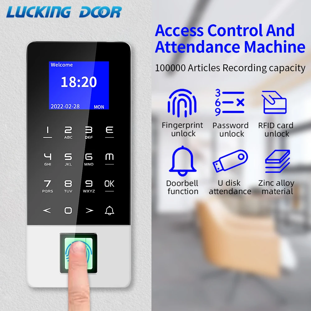 0円 品質保証 従業員管理タイムレコーダー 125kHzのRFIDカードのバイオメトリック指紋認証アクセス制御パームアクセス制御時間出席マシン