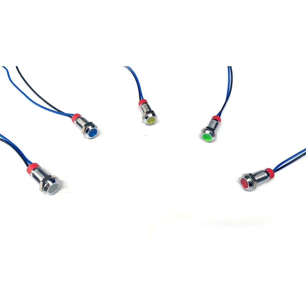 Signal Lamp 6mm 8mm 10mm 12mm 16mm Metal LED Warning indicator light Waterproof IP67 Signal Lamp Pilot Wires switch 3V 5V 12V 220V Red Blue