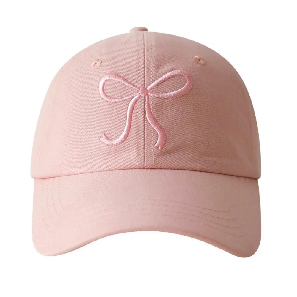 Süße Baseballkappe mit Schleifenstickerei für Damen, einfarbig, koreanische Mädchen-Schirmmütze, Outdoor-Sonnenhut aus weicher Baumwolle mit Snapback-Verschluss – Detail 7