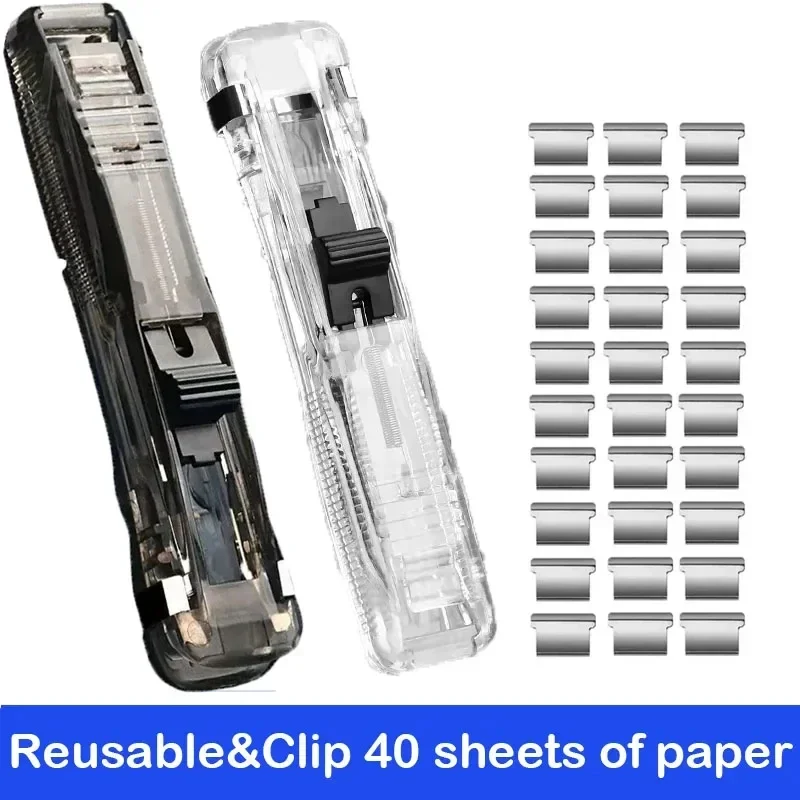Staple Metal Clip Push Hand Paper Clipper Refill Fixing Organizing Stapler Reusable Push Clamp Document File Stationery
