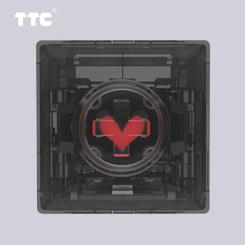 TTC Titan Heart Switch RGB Custom Mechanical Keyboard love Black Transparent 42g Linear 5pin Giant Heart lubed Long Gild Spring
