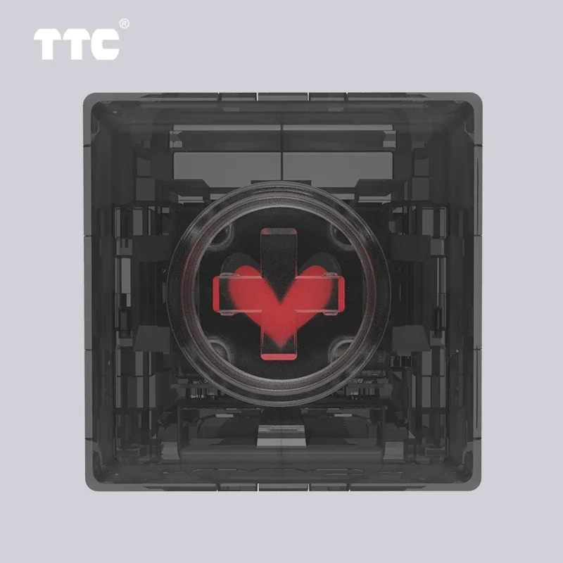 Ttc-titan Heart Switch Rgb Personalizado Teclado Mecânico Preto Transparente 42g Linear 5pin Coração Gigante Lubrificante Long Gild Primavera