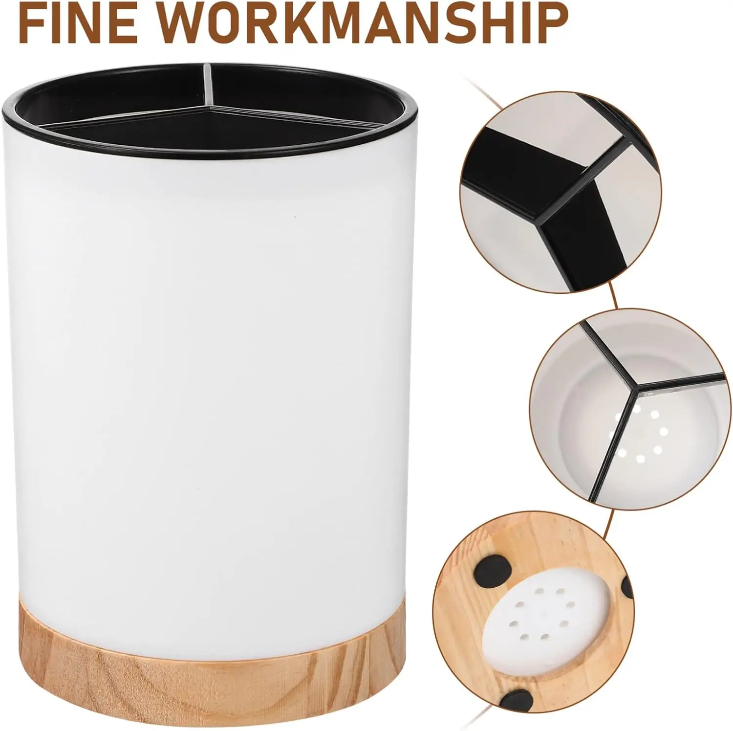 Kitchen Utensil Holder Countertop Multifunction Silverware Organizer Spoon Chopstick Holder Cutlery Storage Drainage Compartment 6