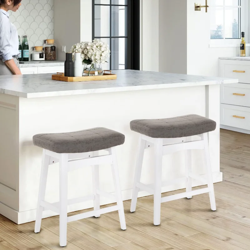 MAISON ARTS White Counter Height Bar Stools Set of 2 for Kitchen