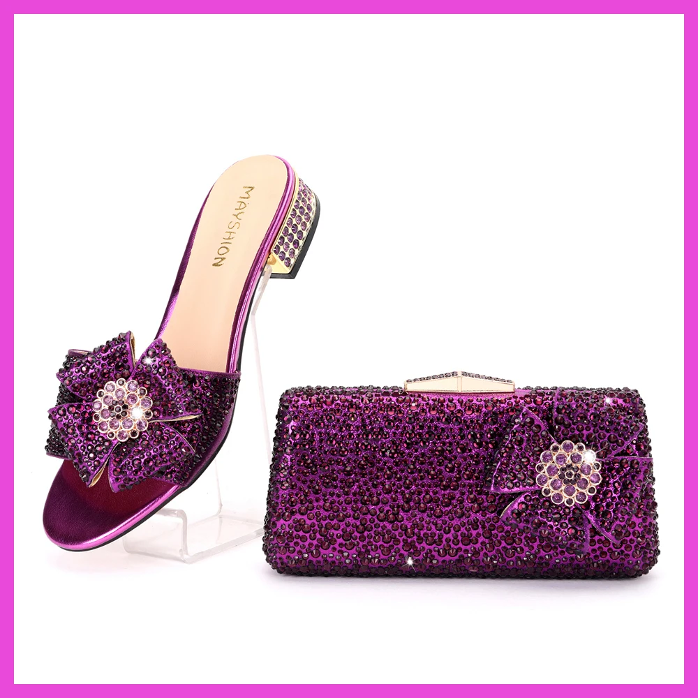 Shoes Free Shiping For Woman Summer New Banquet African Nigerian Italian Wedding Diamond Slippers Matching Shoes And Bag Set 34 Shoes Free Shiping For Woman Summer New Banquet African Nigerian Italian Wedding Diamond Slippers Matching Shoes And Bag Set