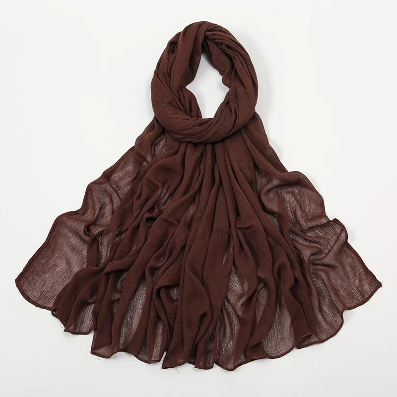 Rayon Crinkle Muslimische Frauen Hijab Viskose Baumwolle Turbane für Frau Falten Islamische Tücher und Wraps Ramadan Hijabs Schal 180*70 cm – Detail 10