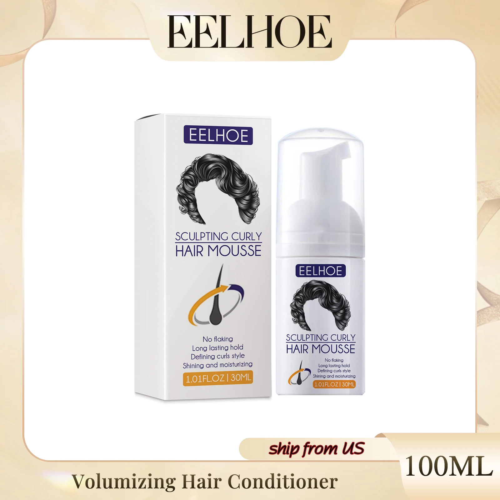 Eelhoe Volumizing Hair Conditioner Volumizing Elastin Curl Natural Fluffiness Moisturizing Smooth Styling Hair Conditioner