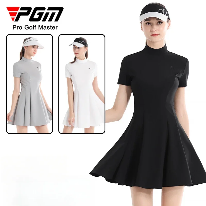 PGM Women's Golf Summer Slim Fit Waist Slimming A-line Dress Short Sleeved Women's Skirt Korean Version QZ097