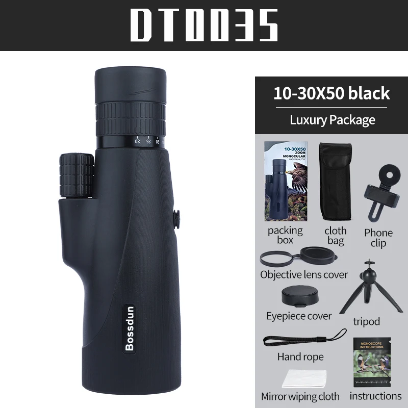 10-30x50 Zoom HD Telescope Monocular Camping Powerful Largo Alcance With Tripod Phone Clip For Watching Bird Hunting Binoculars