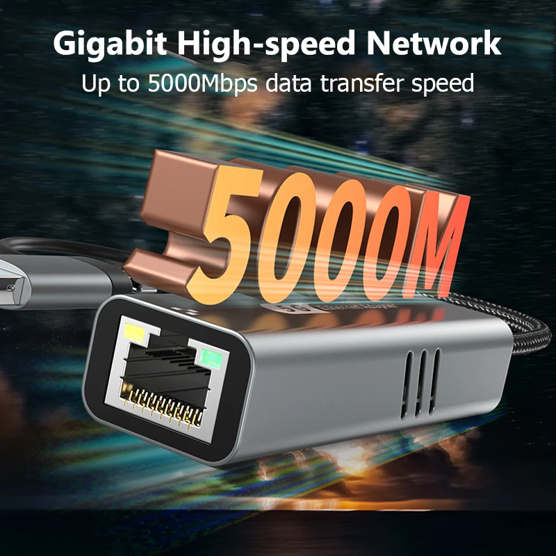 5Gbps USB 3.2 유형 C 이더넷 어댑터 Windows 11 용 RJ45 네트워크 카드 USB-C 기가비트 변환기 PC 노트북 용 Lan 인터넷 케이블
