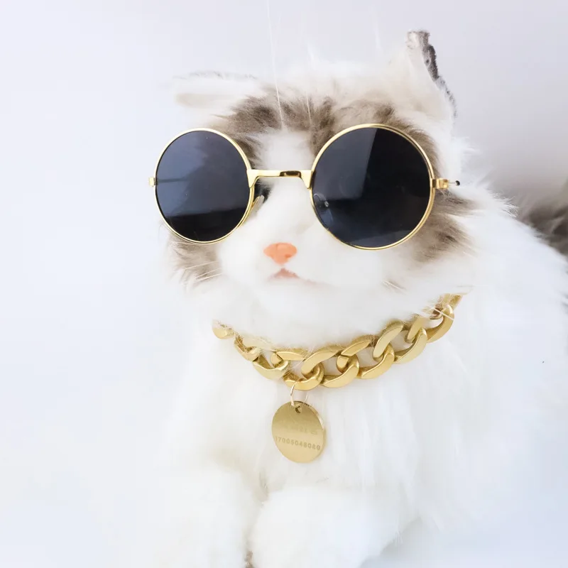 Big Gold Chain Resin Color Chain Pet Cat Dog Dog Large Medium Sized Bully Rose Gold Necklace