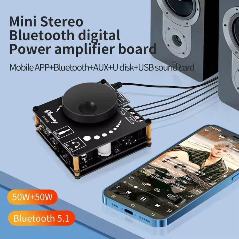 VIKEFON YS-AP50L 50W+50W Mini Digital Stereo Amplifier Speaker Power Amplifier Board Module Bluetooth 5.1 Audio board