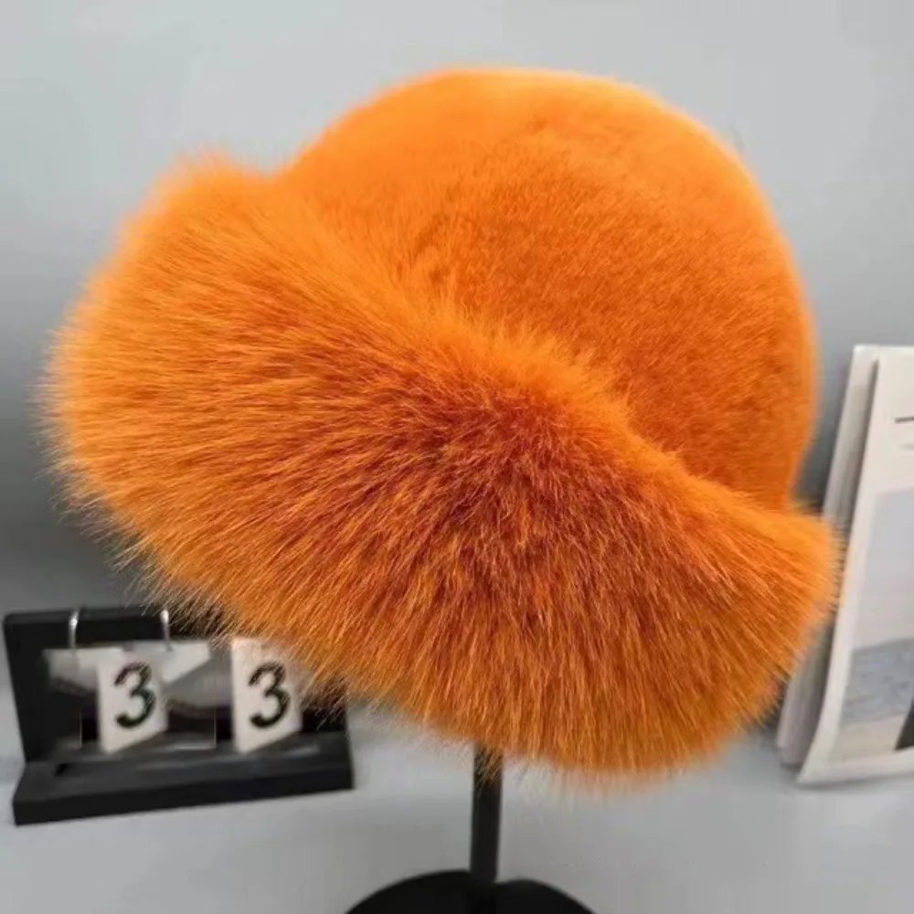 TAGVO XXL Cappello Pescatore Invernale Fuzzy Cappello da Pesca Reversibile Bucket Hat in Cotone Uomo Donna Pieghevole Caldo Cappelli da Pescatore Peloso