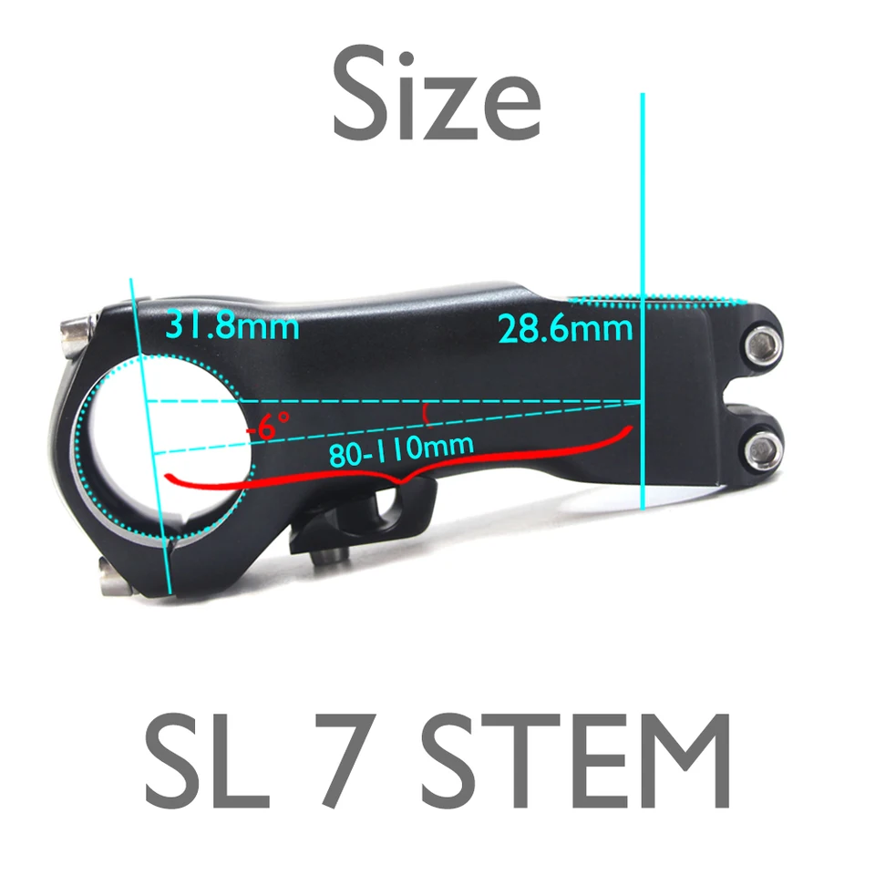 VG/SL7 Aluminum Alloy 6Degree Bike Stem 90-110mm Bicycle Computer