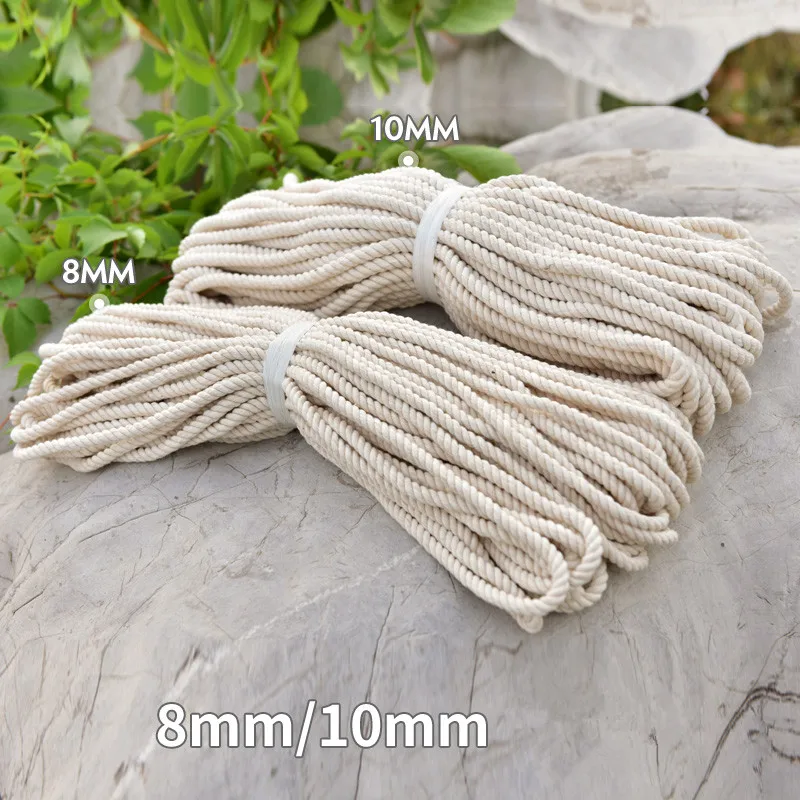 1mm/3mm/4mm/6mm/8mm10mm Natural Handmade Cotton Cord Thread Macrame Crochet Rope DIY Hanging Tapestry Weaving Yarn Knitting Rope