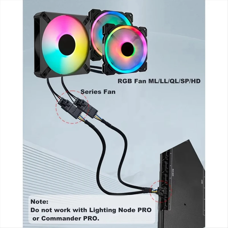 4 Pin Male To Female Fan RGB Splitter Cable For Corsair RGB HUB, Lighting Node Core And ICUE Commander CORE XT 2