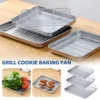 Stainless Steel Baking Pan Tray With Wire Rack Cake Baking BBQ Pan Tray Plate Oven Brownie Rack Cooking Roasting Grilling Tool 2