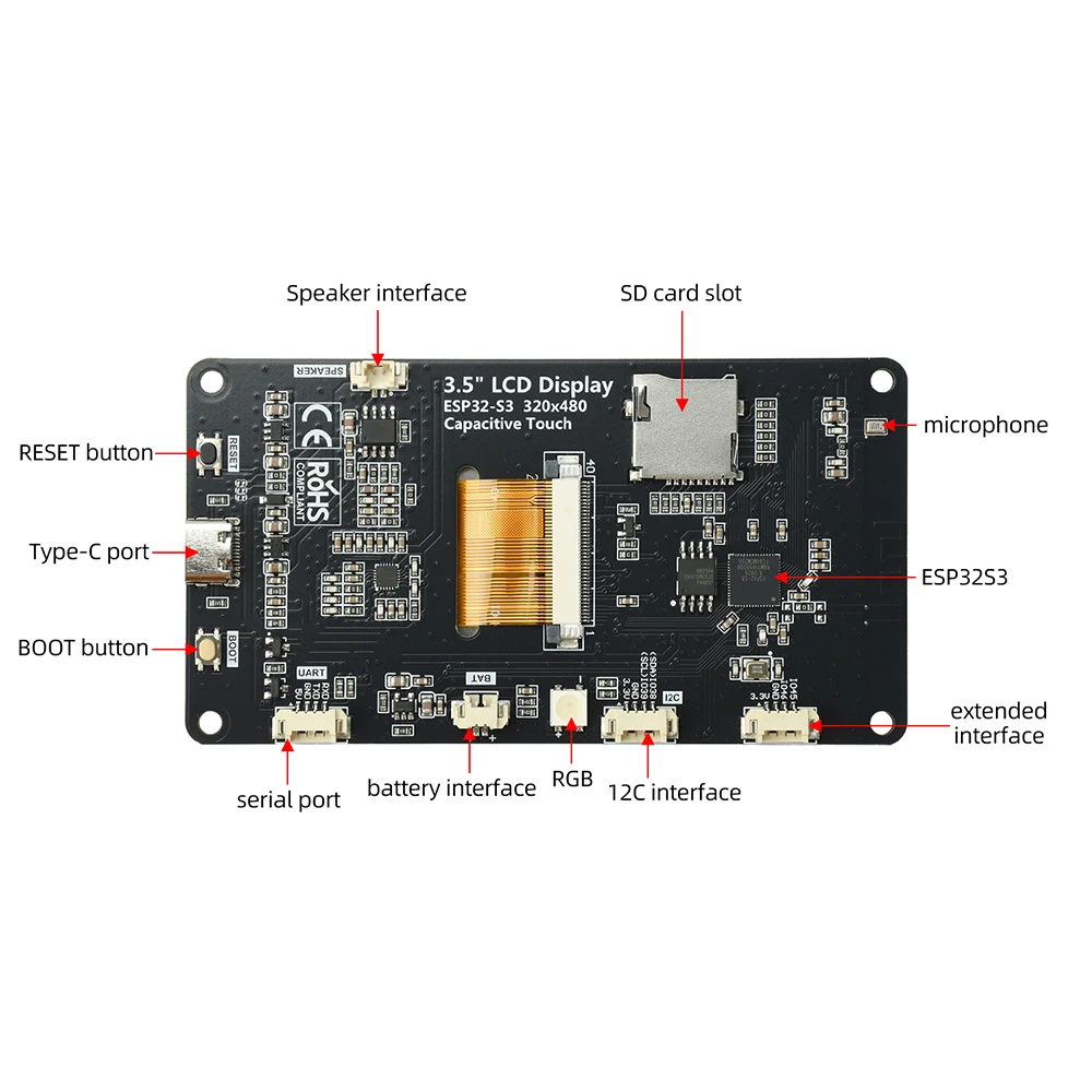 Enhanced Dual-Core Dev Board with 3.5-Inch Touchscreen, Bluetooth, and Wi-Fi for Students & Makers DIY