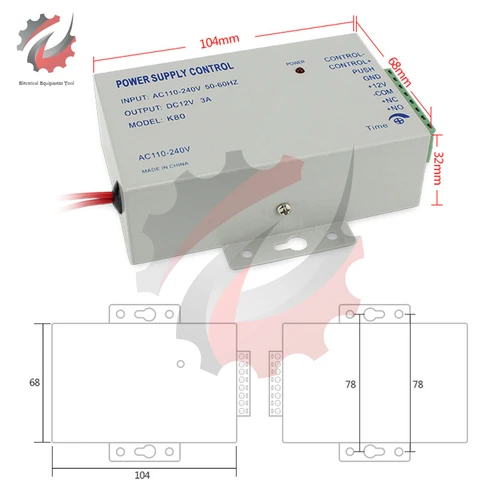 AC110-220V to DC12V 3A 액세스 제어 전원 공급 장치 컨트롤러 스위치, 도어 액세스 제어 시스템, 비디오 인터콤 시스템 TA-K80 3