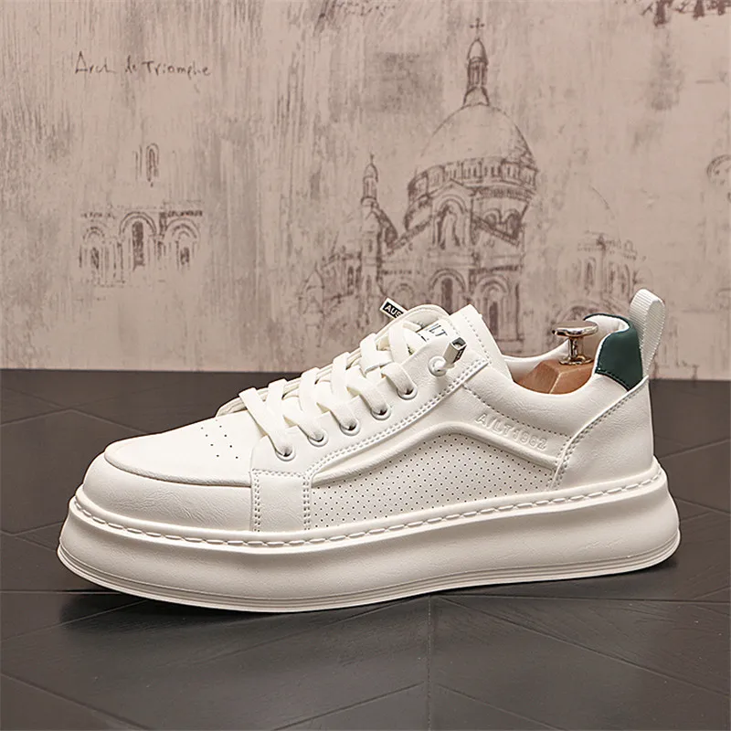 England Style Dress Wedding Party Shoes Comfortable Light Breathable Vulcanized Platform Leather Casual Sneakers T76 6