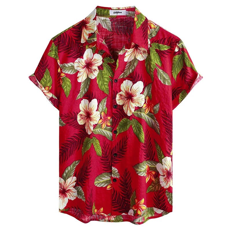thumbnail image 1 of Camisas casuales hawaianas con estampado floral 3D para hombre, camisas de playa tropicales de manga corta con botones para hombre, camisas de manga masculina, 1 of 4