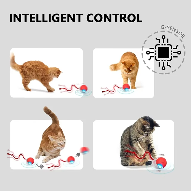 Super Deal Cat Interactive Ball Toy Automatic Rolling Ball with Tail Rechargeable Smart Pet Interactive Toy Intelligent Mouse 6