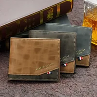 New Men's Wallet Short Cross Section Tri-fold Stitching Multi-card Zipper Coin Purse Wallet Passport Cover 2