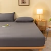 Luxury Double 100% Cotton Bed Sheet  Fitted Sheet With Elastic Mattress Cover Couple Bed Linen Single Bedding Queen King Size 4