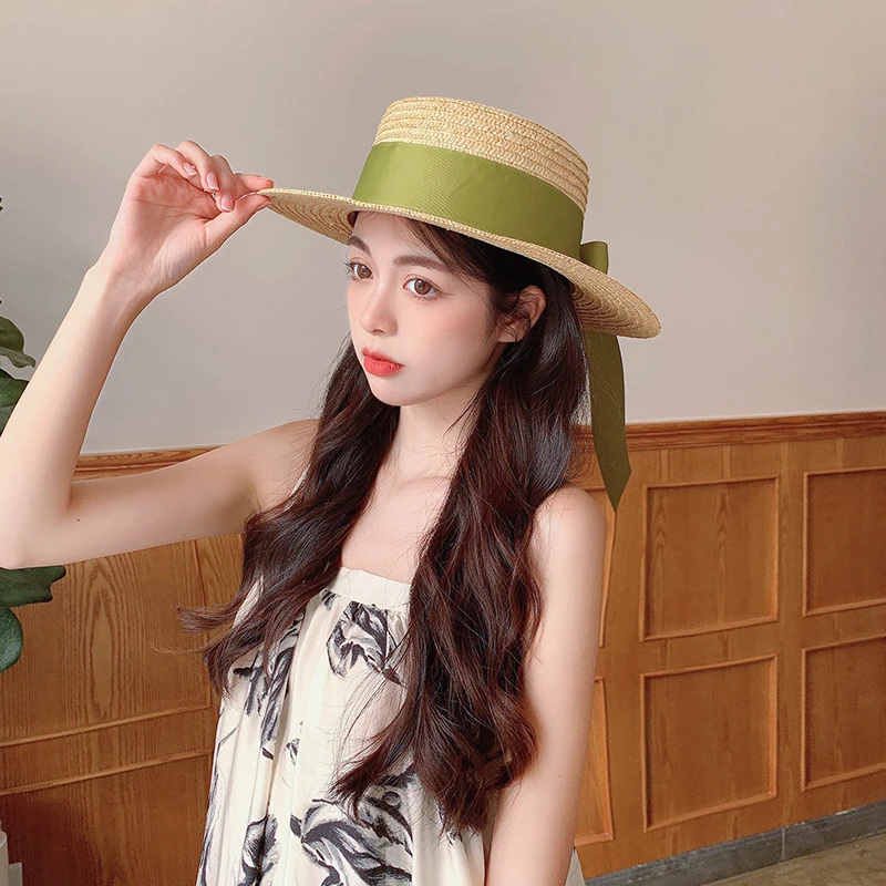 

2024 Women's wheat flat cap new summer fashion girls outdoor travel all wear straw hat fisherman hat sunscreen hat