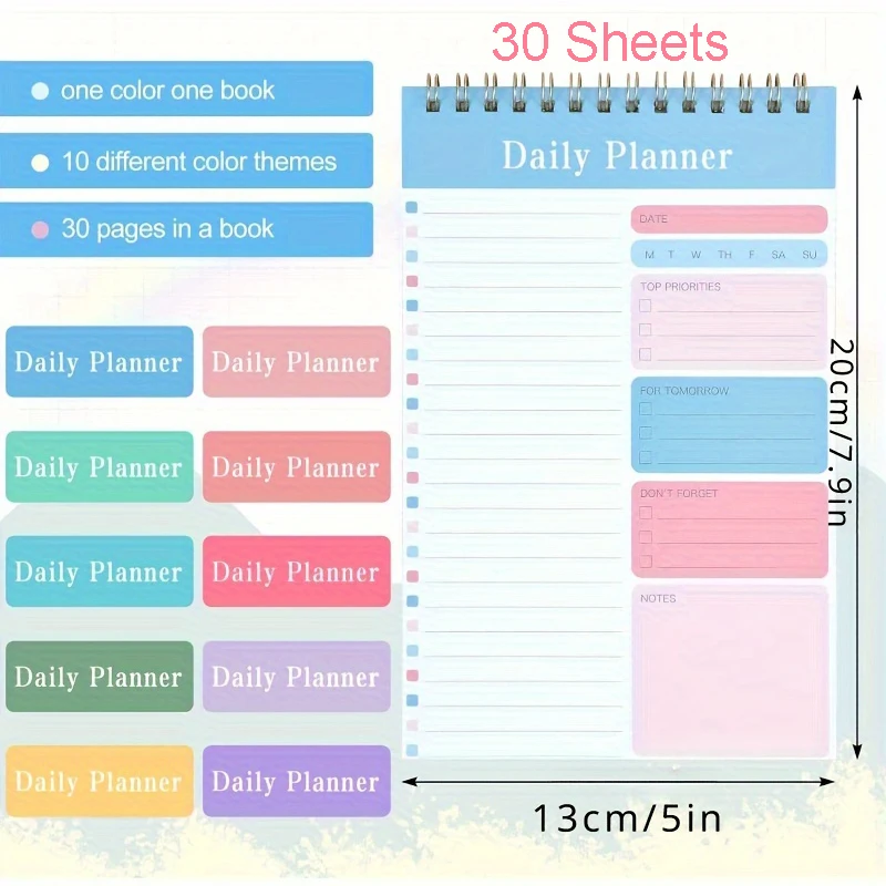 1PC Daily To Do List Notepad-30 Laminated Sheets for Work, School, Fitness & Academic Goals Notebook-Perfect Back To School