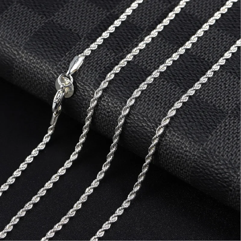 Hot 16-30INCHES 925 Sterling Silver 2MM Twist Rope Necklace for woman fashion designer party wedding accessories jewelry gifts