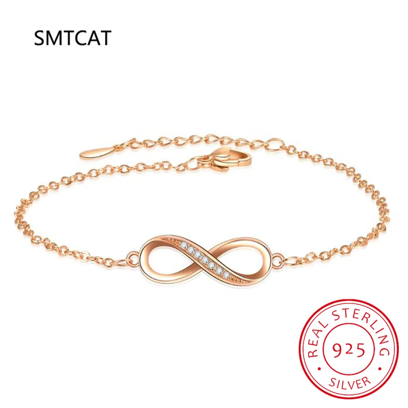 925 Sterling Silver Infinity Bracelets for Women Adjustable Friendship Bracelets & Bangles Wedding Gift Ideas