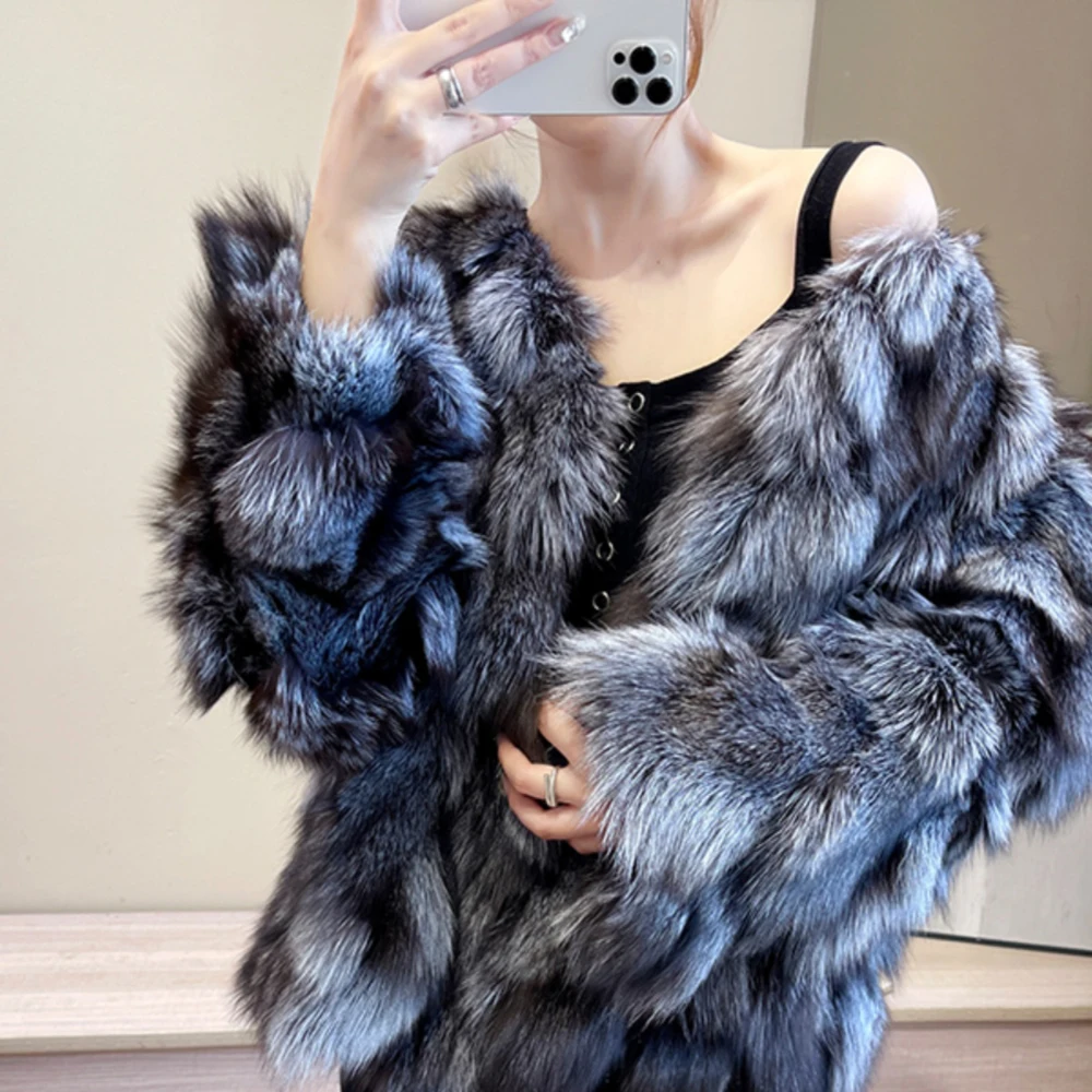Femmes hiver en plein air mode réel manteau de fourrure de renard naturel chaud veste de fourrure de renard femme de luxe 100% véritable manteau de fourrure de renard