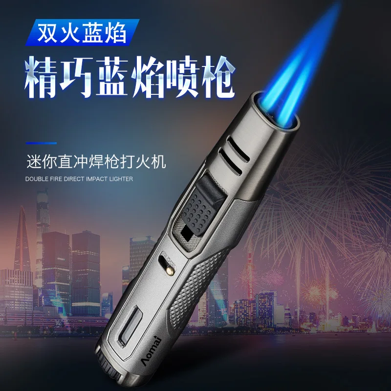 

Pen Style Welding Gun Lighter Lock Fire Focusing Dual Direct Charge Inflatable Cigar Direct Fire Ignition Double Flame Long Rod