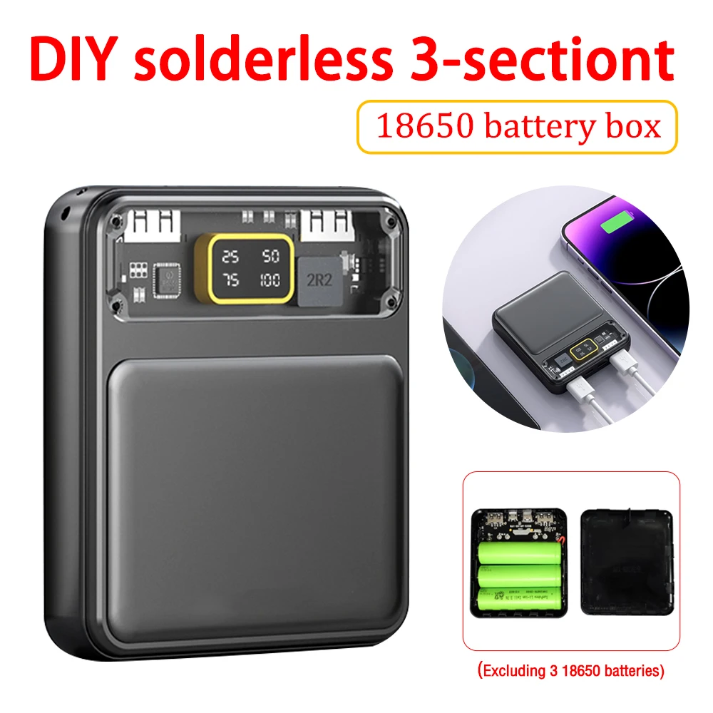 Battery Holder 3*18650 Dual USB Power Bank Battery Box Mobile Phone Charger DIY Shell Case For SmartPhones