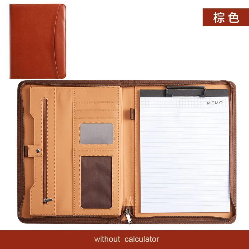 Carpeta Portapapeles De Cuero PU A4 - 33.4 X 24.8 Cm, Con Compartimentos, Elegante Para Negocios, Escuela U Oficina