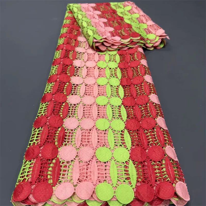 

5 Yard Hot Selling French Lace African Guipure Tulle Water Soluble Embroidered Fabric For Wedding Party 1L092202