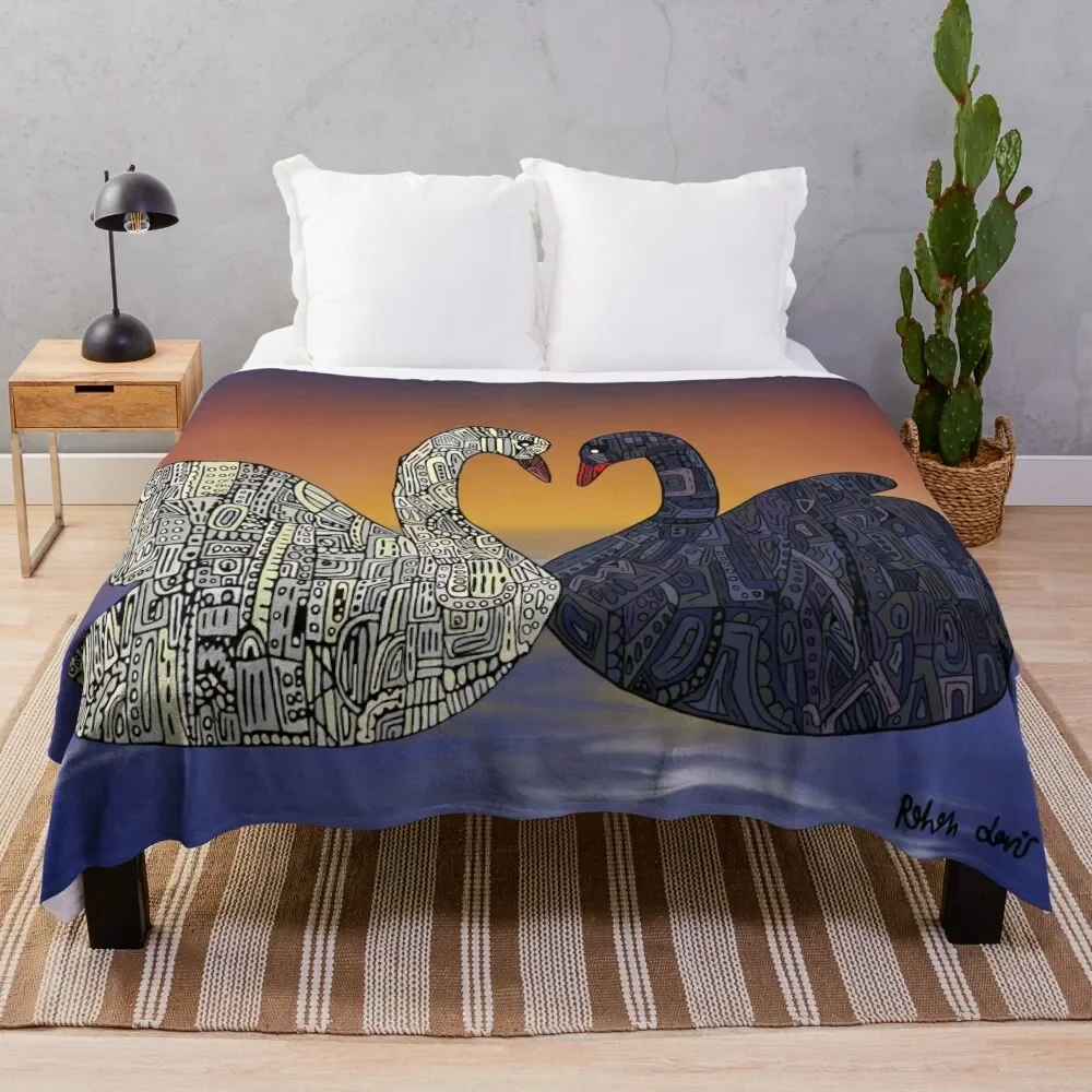 

Robot Swans Throw Blanket Blankets For Bed sofa bed valentine gift ideas Blankets