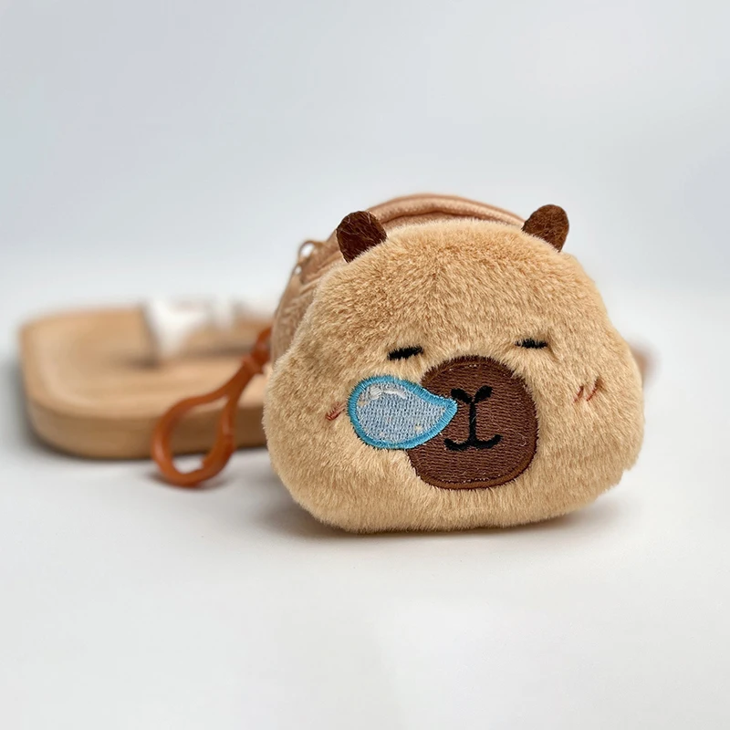 Kawaii Capybara Plush Coin Purse Lovely Cartoon Money Change Pouch For Girls Mini Plush Wallet Earphone Storage Bag