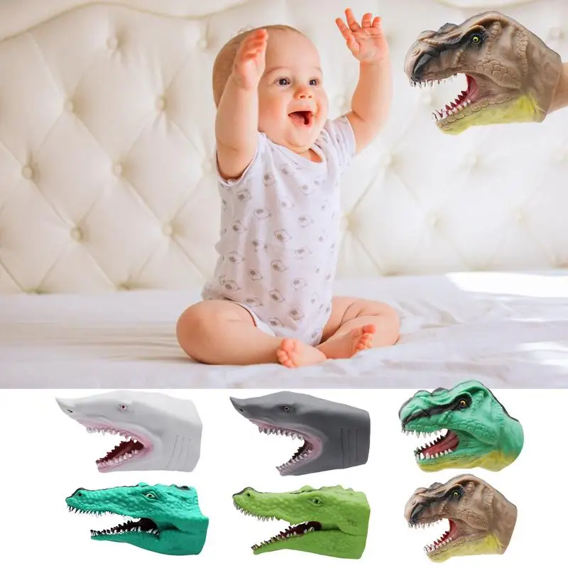 Dinosaur Hand Puppet Realistic Cartoon Animal Hand Toy Soft Rubber Dinosaur Toys Puppet Dinosaur Head Hand Puppet Figure Toys dinosaur hand puppet toy realistic head hand puppet cosplay tyrannosaurus puppet toy