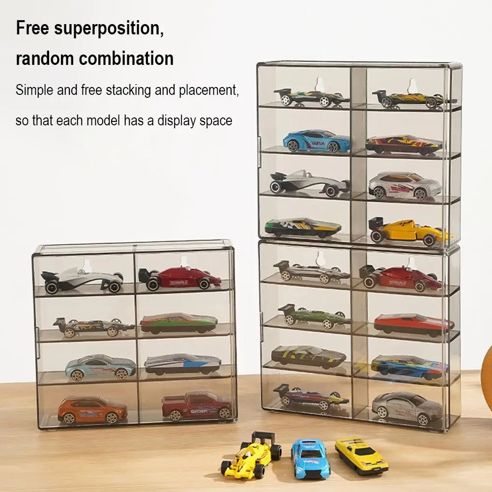 

Toy Car Model Display Stand 8 Grid 1:64 Figure Storage Box Display Case Stackable For Hot Wheel Dustproof Display Protection Box